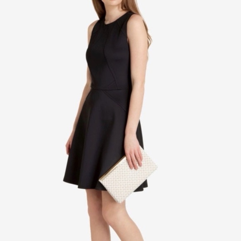 Ted Baker London Elegant Mitton Neoprene Black Skater Dress